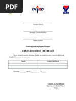 School Enrolment Certificate: Province, District