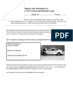 Physics 100 Worksheet #2 Chapter 4 & 5: Forces and Newton's Laws