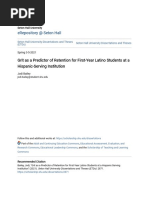 Bailey - Grit As A Predictor of Retention For First-Year Latino Students A