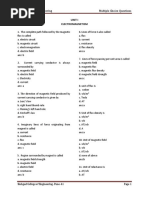 Basic Electrical Engineering Multiple Choice Questions: Unit I Electromagnetism