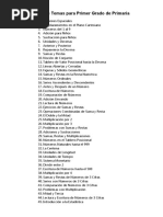 Lista de Temas para Primer Grado de Primaria