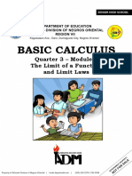 Basic Calculus: Quarter 3 - Module 1 The Limit of A Function and Limit Laws