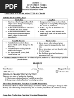 Class Xi Cbse Eco CH - Production Function Notes