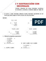 Adición y Sustracción Con Decimales