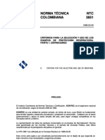 NTC 3851 - Criterios para La Seleccion y Uso de Los Equipos de Proteccion Respiratoria