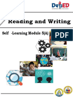 Reading and Writing: Self - Learning Module 5 (A)