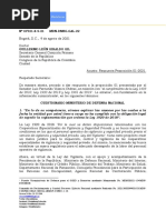 Respuesta MinDefensa Proposición Velasco Ley Amnistía Remisos