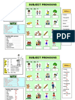 Subject Pronouns: I You He She It We You They They / He / She / It