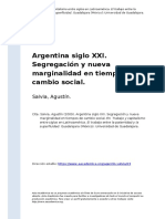 Salvia, Agustín (2009) - Argentina Siglo XXI. Segregación y Nueva Marginalidad en Tiempos de Cambio Social