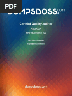 Certified Quality Auditor: Asq Cqa Total Questions: 103