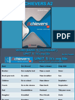 ACHIEVERS A2 - WORD BANK 1 (GLOSSARY) - Unit 1 - Its My Life