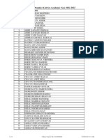 Roll No Student Name FYBSC Roll Number List For-Academic Year 2021-2022