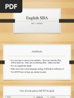 English SBA: Part 3 - Artefacts