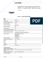 Lembar Data Produk: Easypact Tvs Contactor 3P (3 No) - Ac-3 - 440 V 9A - 220 V Ac Coil