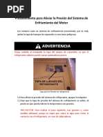 Aliviar La Presión Del Sistema de Enfriamiento Del Motor