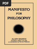 Alain Badiou Manifesto For Philosophy Theoryreader