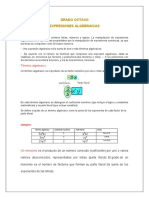 8 Matemáticas Teoría Expresiones Algebraicas