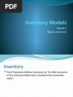 Inventory Models: Rajesh.S Reg No.:10203026