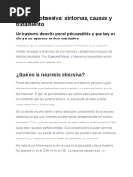 Neurosis Obsesiva Síntomas, Causas y Tratamiento