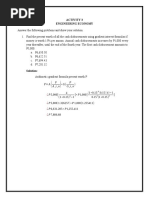 Activity 3 Engineering Economy: P A P A, I, N G, I, N P 5,000 (P 5,000 P 6,631.285+ P1,255.411 P 7,886.68