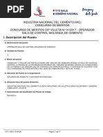 Operador de Sala de Control Molienda de Cemento