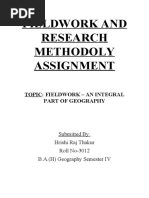 Fieldwork and Research Methodoly Assignment: Topic: Fieldwork - An Integral Part of Geography