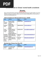 Contact Details For Oxleas' Mental Health Consultants Bromley