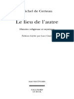 Le Lieu de L'autre Histoire Religieuse Et Mystique by Michel de Certeau Z