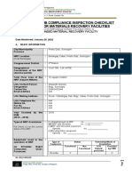 Modified Emb Compliance Inspection Checklist On SWM For Materials Recovery Facilities