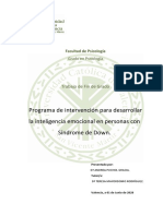 Programa de Intervención para Desarrollar La Inteligencia Emocional en Personas Con Síndrome de Down.