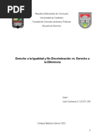 Derecho A La Igualdad y No Discriminación Vs