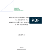 Movimento SanitÁRio Brasileiro Na dÉCada de 70:... 1 Conasems