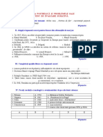 Lumea Postbelica Si Problemele Sale. Test de Evaluare Sumativa