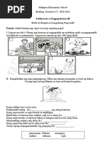 Mastery Test q3 w5 and w6