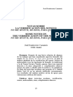 Notas Sobre La Versificación Del Soneto No Me Mueve Mi Dios para Quererte