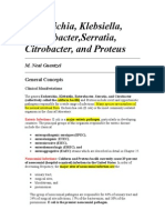 Escherichia, Klebsiella, Enterobacter, Serratia, Citrobacter, and Proteus