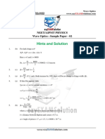 Hints and Solution: Neet/Aipmt Physics Wave Optics: Sample Paper - 02