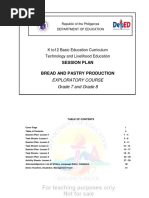 Session Plan Bread and Pastry Production: K To12 Basic Education Curriculum Technology and Livelihood Education