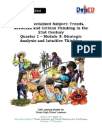 Specialized Subject: Trends, Networks and Critical Thinking in The 21st Century Quarter 1 - Module 3: Strategic Analysis and Intuitive Thinking