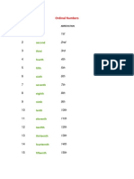 Ordinal Numbers and Dates