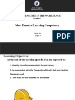 Most Essential Learning Competency: Safety Measures in The Workplace