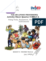 Activity Sheet Quarter 0 MELC 2: Tle-Afa (Food Processing)