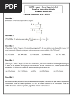 Lista de Exercícios N° 1 Matemática Aplicada 2022.1