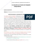 Modelo Certificado Retencion en La Fuente Trabajador Independiente