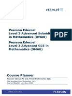 Pearson Edexcel Level 3 Advanced Subsidiary GCE in Mathematics (8MA0) Pearson Edexcel Level 3 Advanced GCE in Mathematics (9MA0)