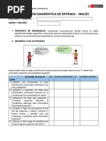 Evaluación Diagnóstica de Entrada Inglés - VII Ciclo