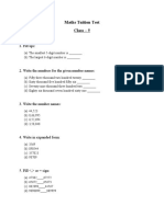 Maths Tuition Test Class - 5: 1. Fill Ups