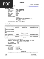 Kulothungan Resume With Certificates