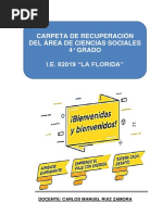 Carpeta de Recuperación Del Área de Ciencias Sociales de 4 Grado Nivel Secundario.