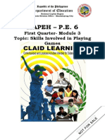 Mapeh - P.E. 6: First Quarter-Module 3 Topic: Skills Involved in Playing Games